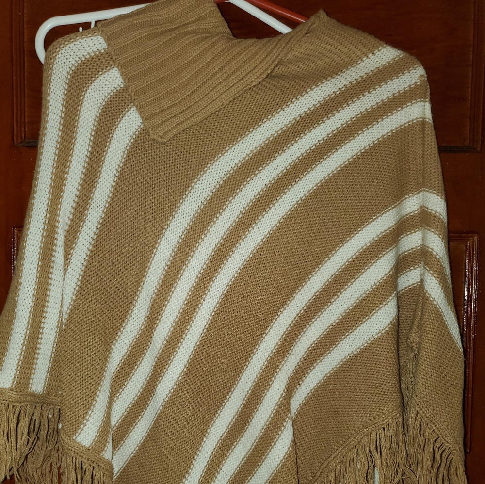 Tan and white Poncho
